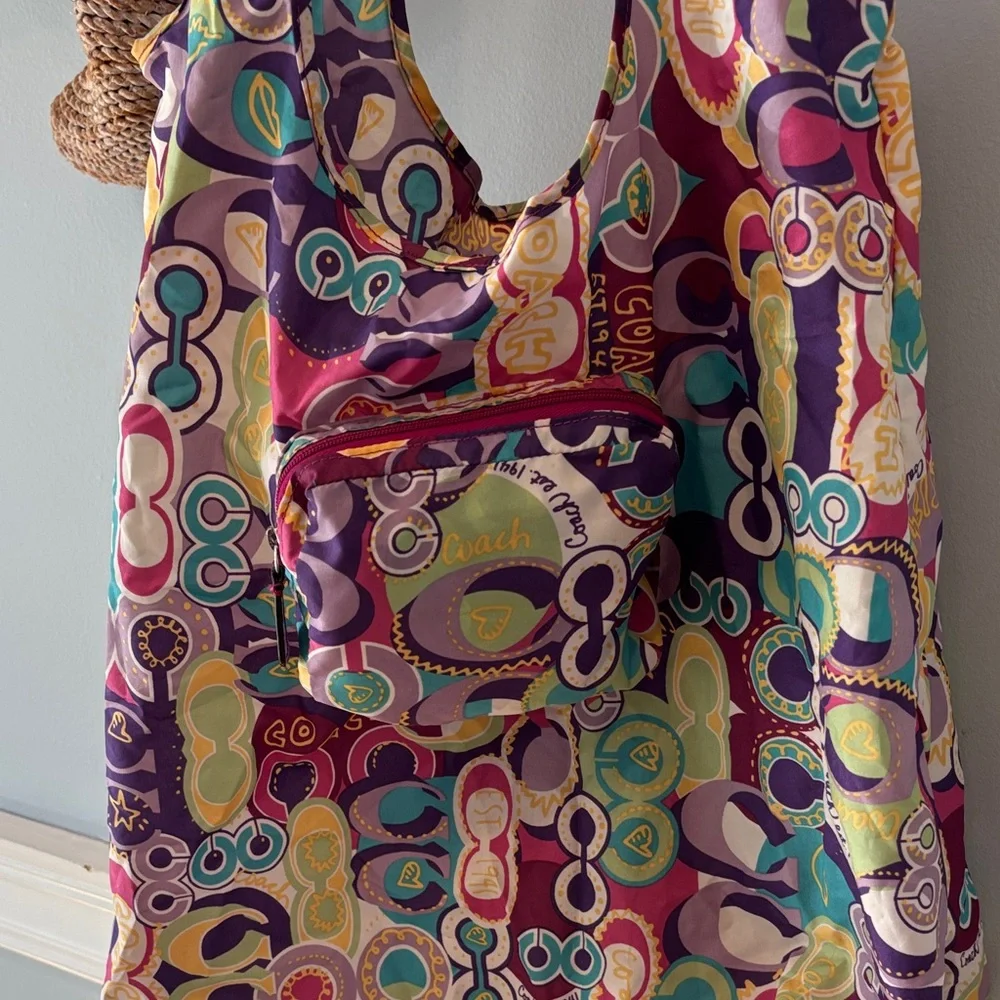 COACH poppy Glam Colorful Patterned Women's Bag Packable - Picture 2 of 7